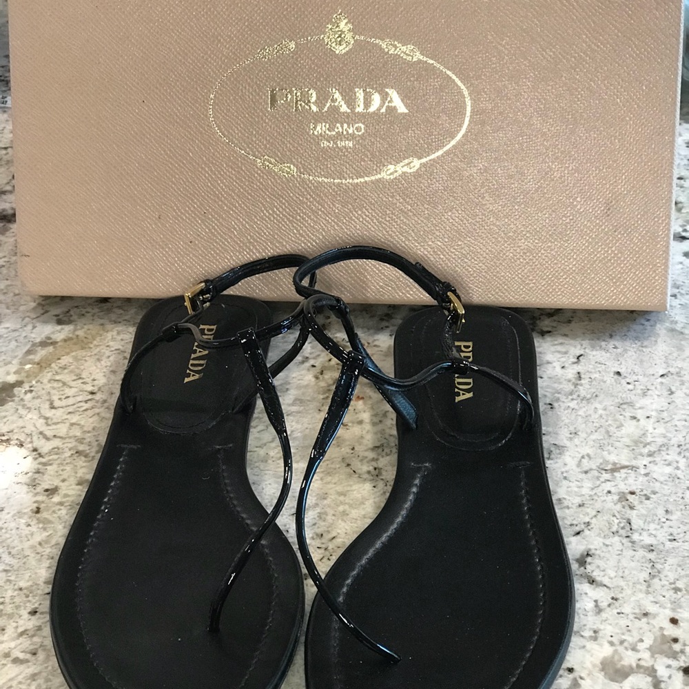 COPY - Prada black sandals with gold hardware